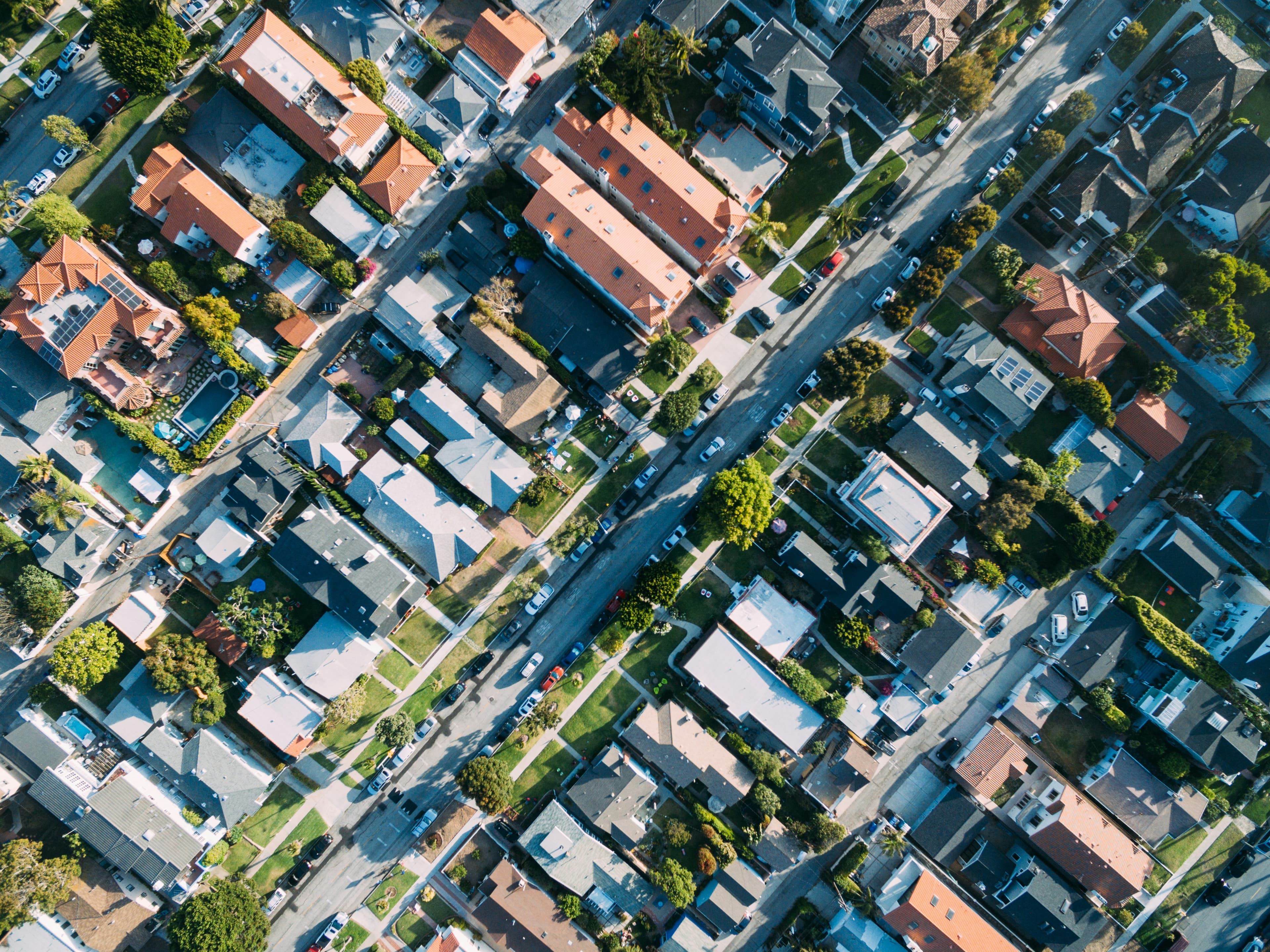 Aerial view fiber network construction